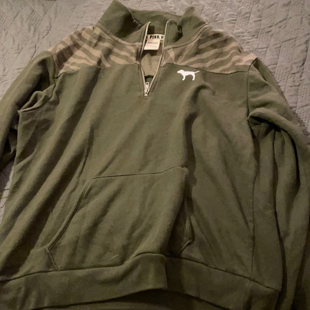 Army green PINK quarter-zip